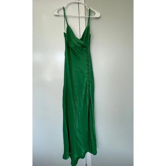 Zara Green Silk MIDI Dress With Slit NWT - Picture 5 of 7